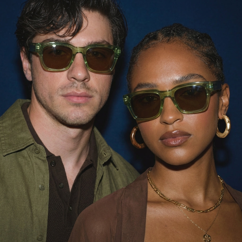 MK Sovereign High Contrast Square Sunglasses - UV400 Protection, Acetate Frame, Wide Bridge, Unisex, Clear