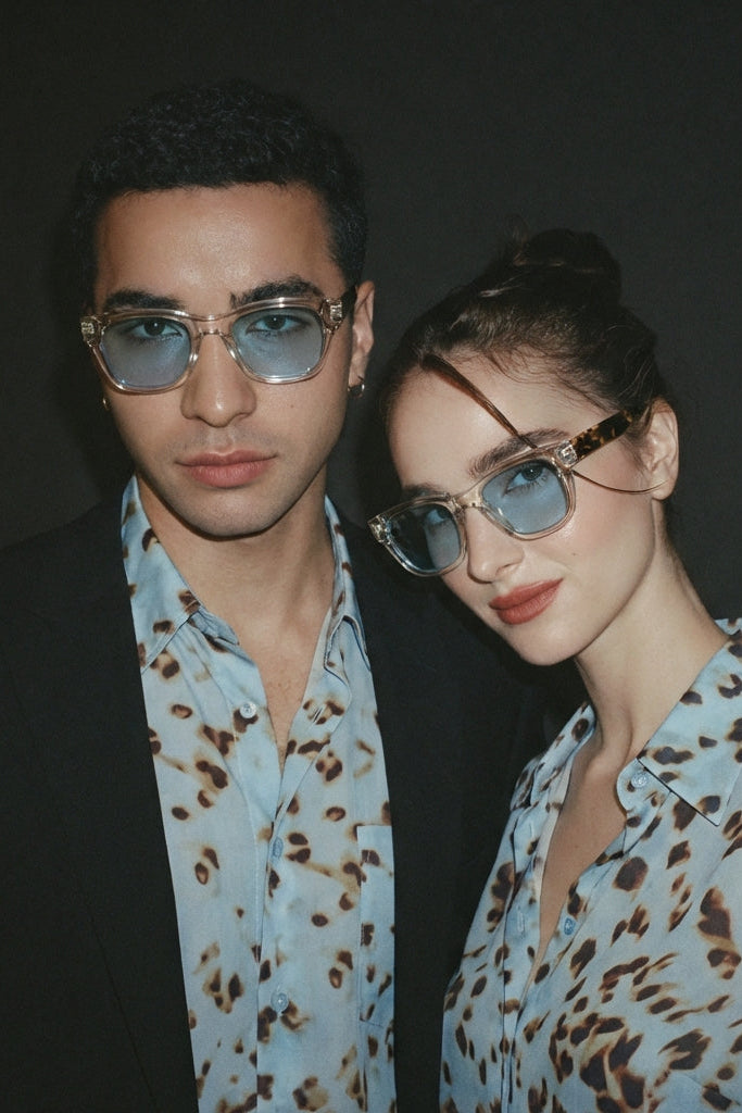 MK Sovereign High Contrast Square Sunglasses - UV400 Protection, Acetate Frame, Wide Bridge, Unisex, Clear