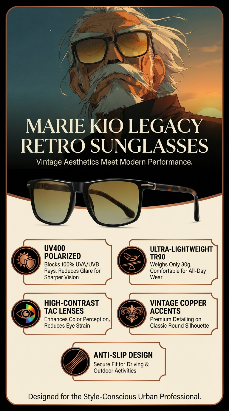 Marie Kiro Legacy Retro Polarized Sunglasses - TR90 Frame