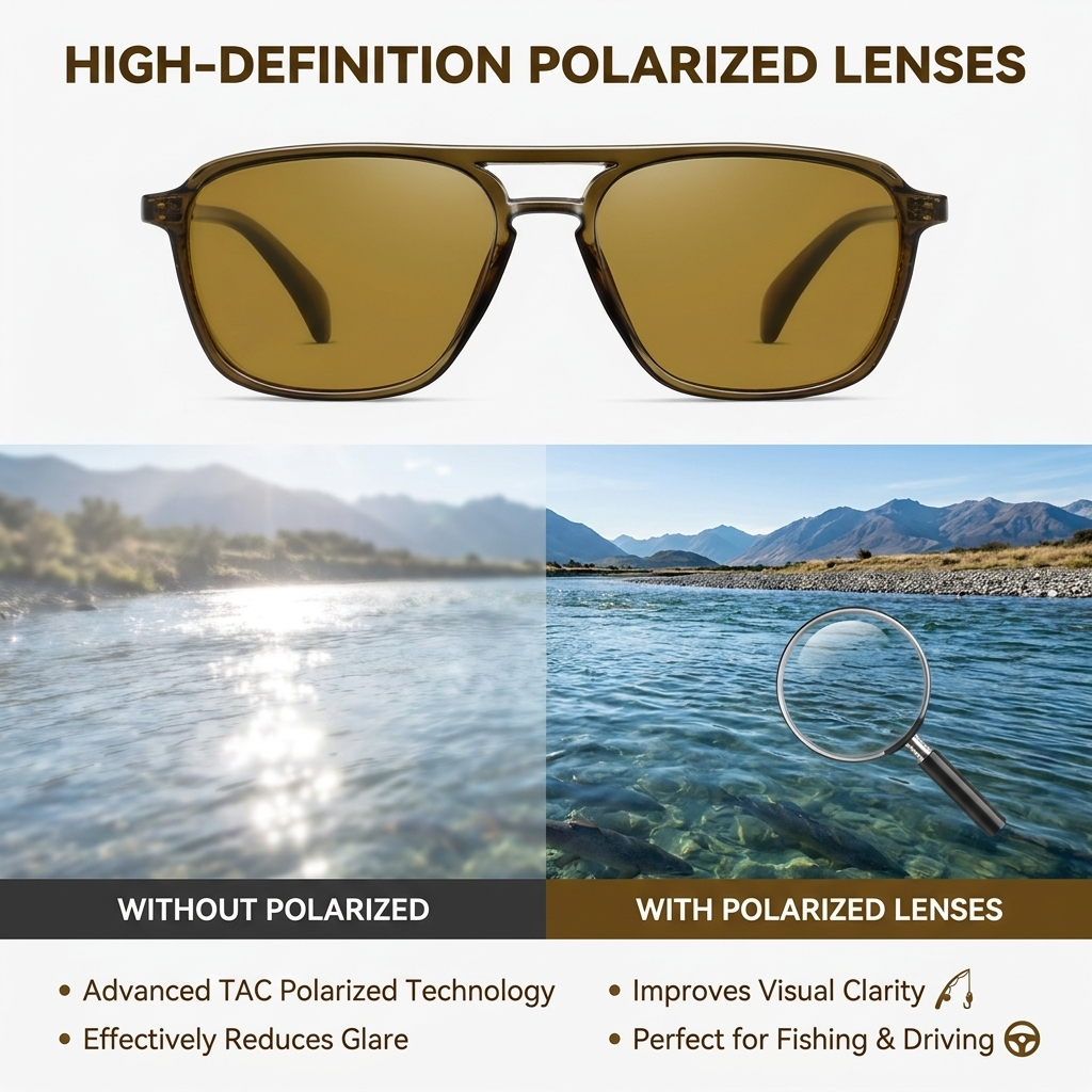 Marie Kiro Unisex Polarized Pilot Sunglasses, Double-Bridge UV400 TAC Lens