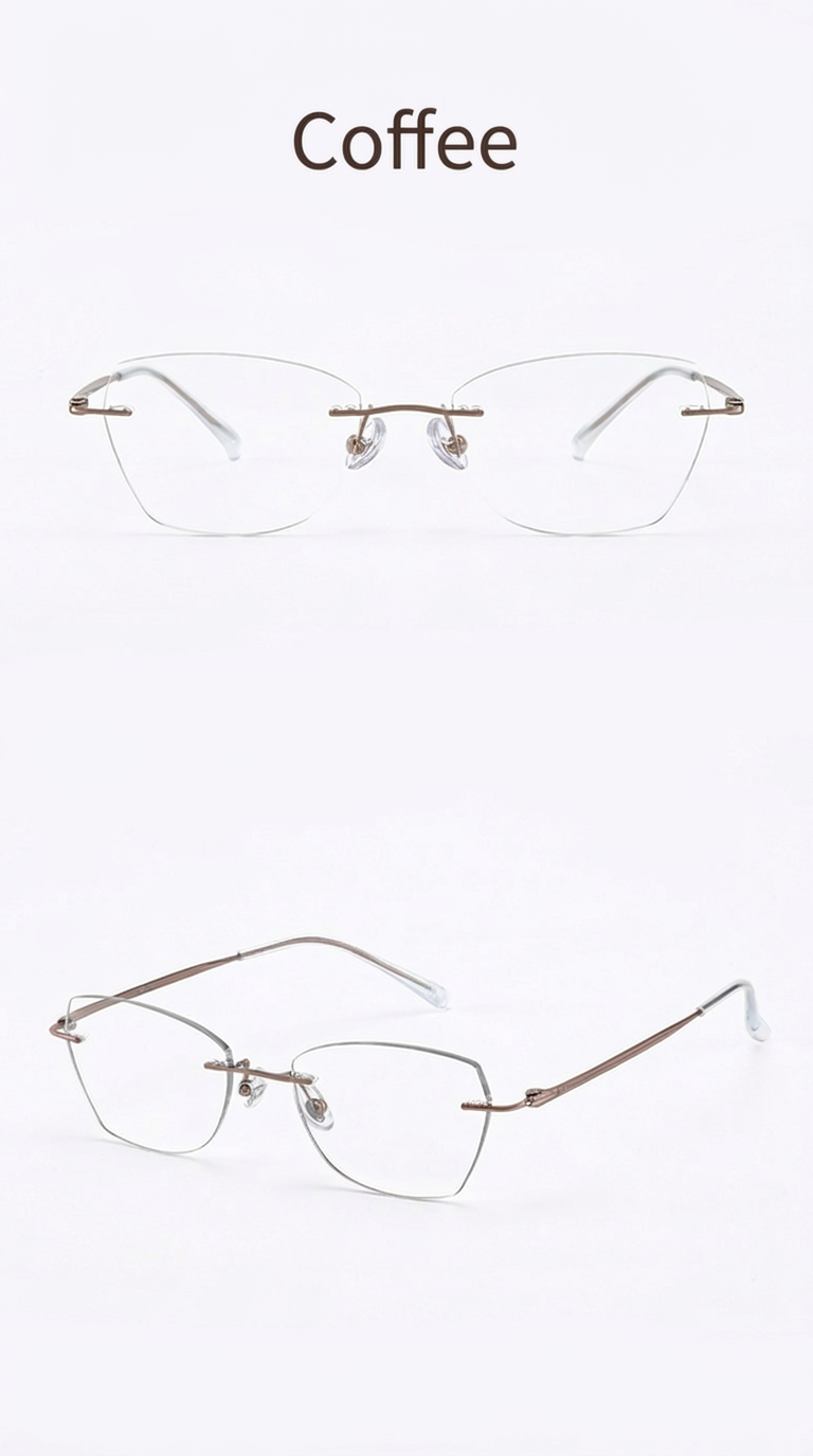 Marie Kiro Ether: Ultra-Lightweight Rimless Titanium Cat-Eye Frames – Stellar Platinum