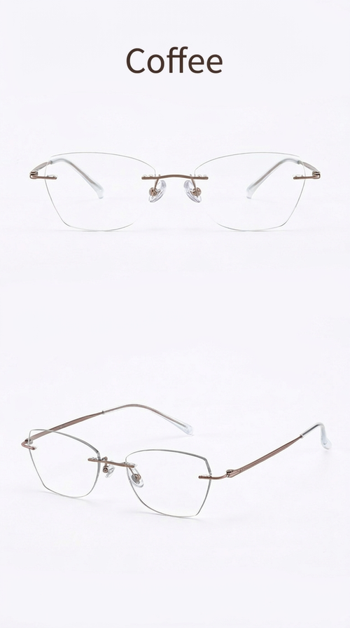 Marie Kiro Ether: Ultra-Lightweight Rimless Titanium Cat-Eye Frames – Stellar Platinum