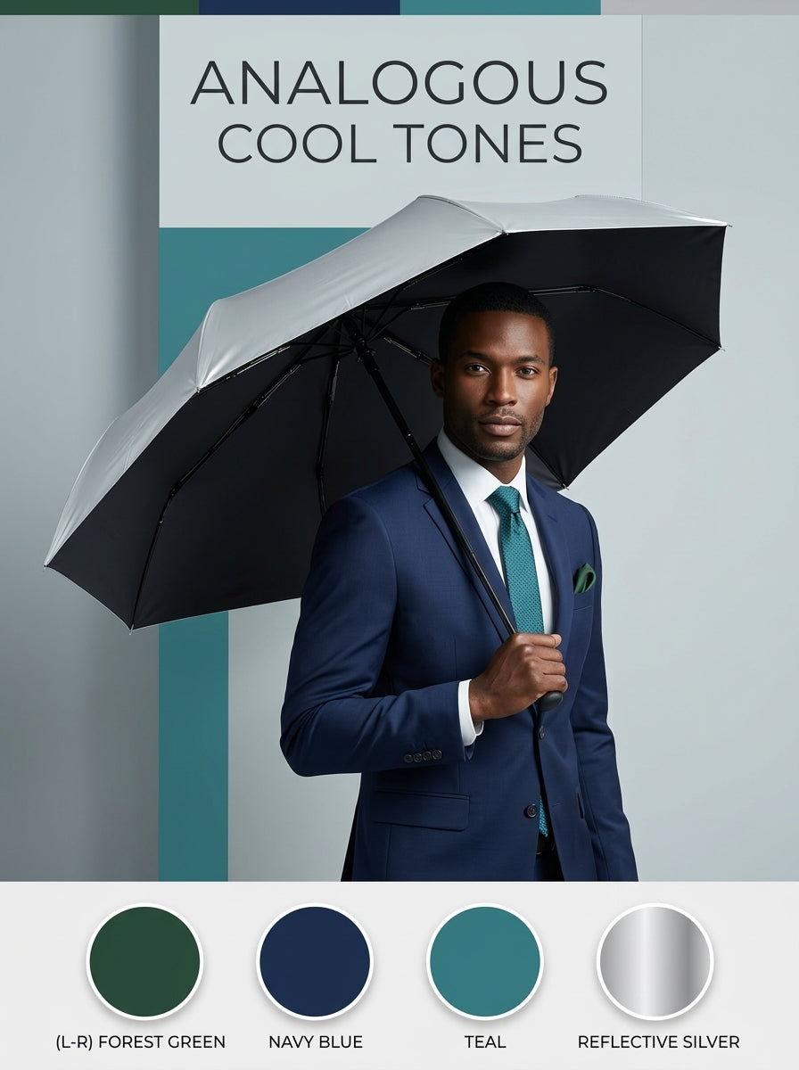Compact Automatic Umbrella UPF50+ UV Sun & Rain, Tri-Fold — The Canopy, Noir Black
