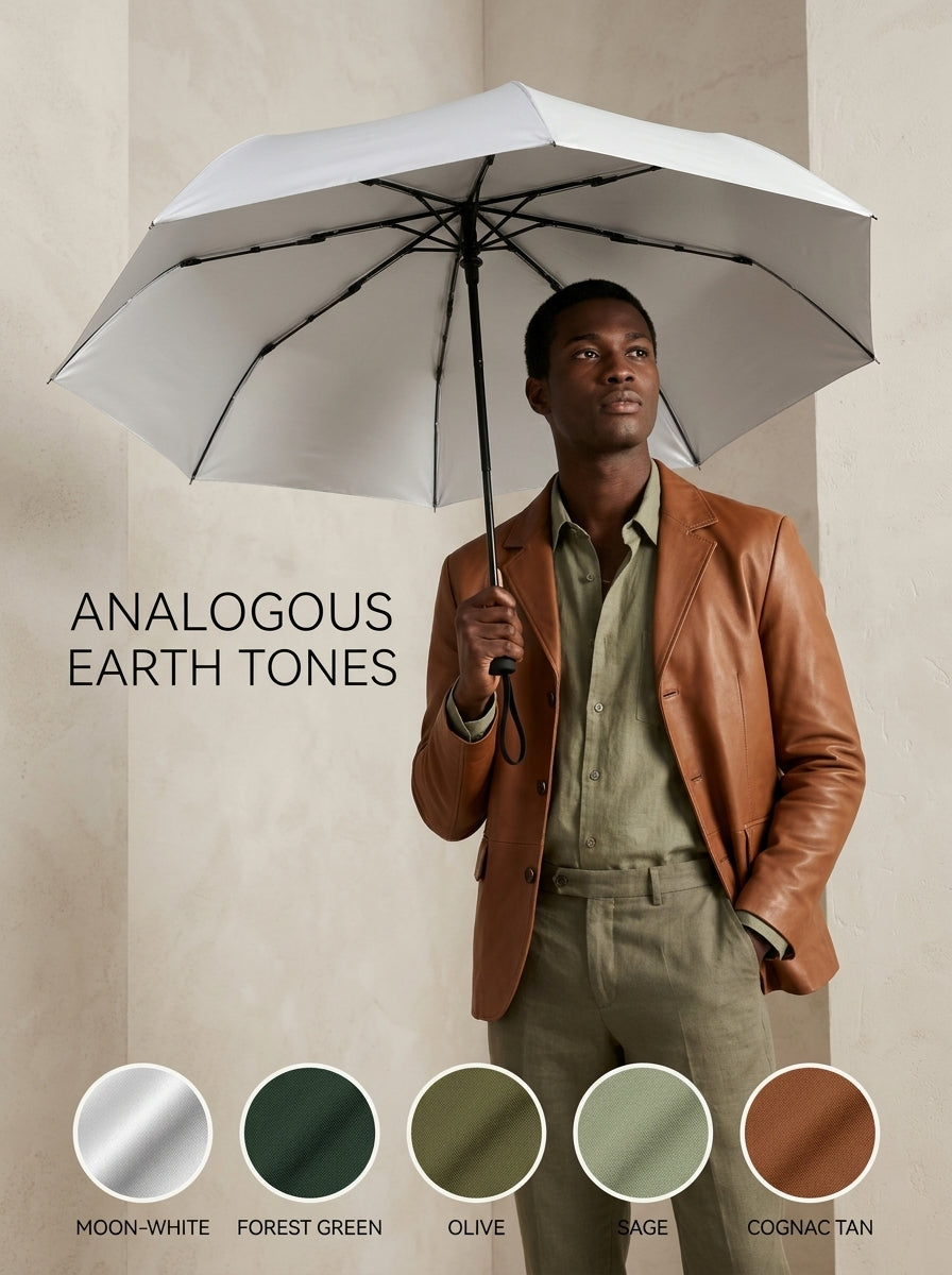 Compact Automatic Umbrella UPF50+ UV Sun & Rain, Tri-Fold — The Canopy, Pearl