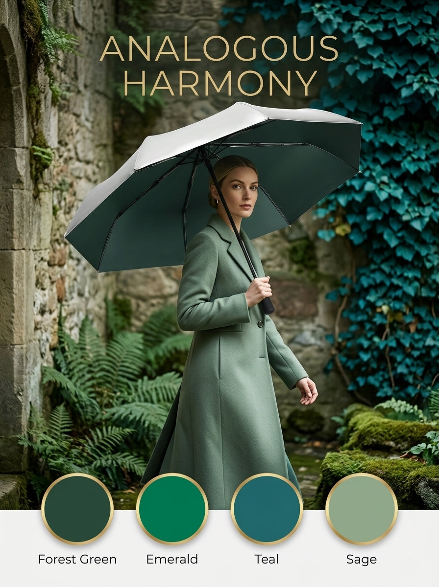 Compact Automatic Umbrella UPF50+ UV Sun & Rain, Tri-Fold — The Canopy, Moss Green