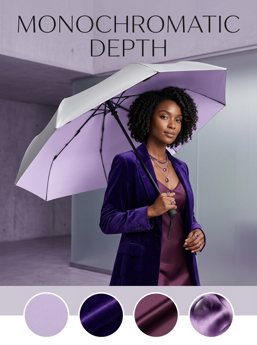 Compact Automatic Umbrella UPF50+ UV Sun & Rain, Tri-Fold — The Canopy, Iris Purple
