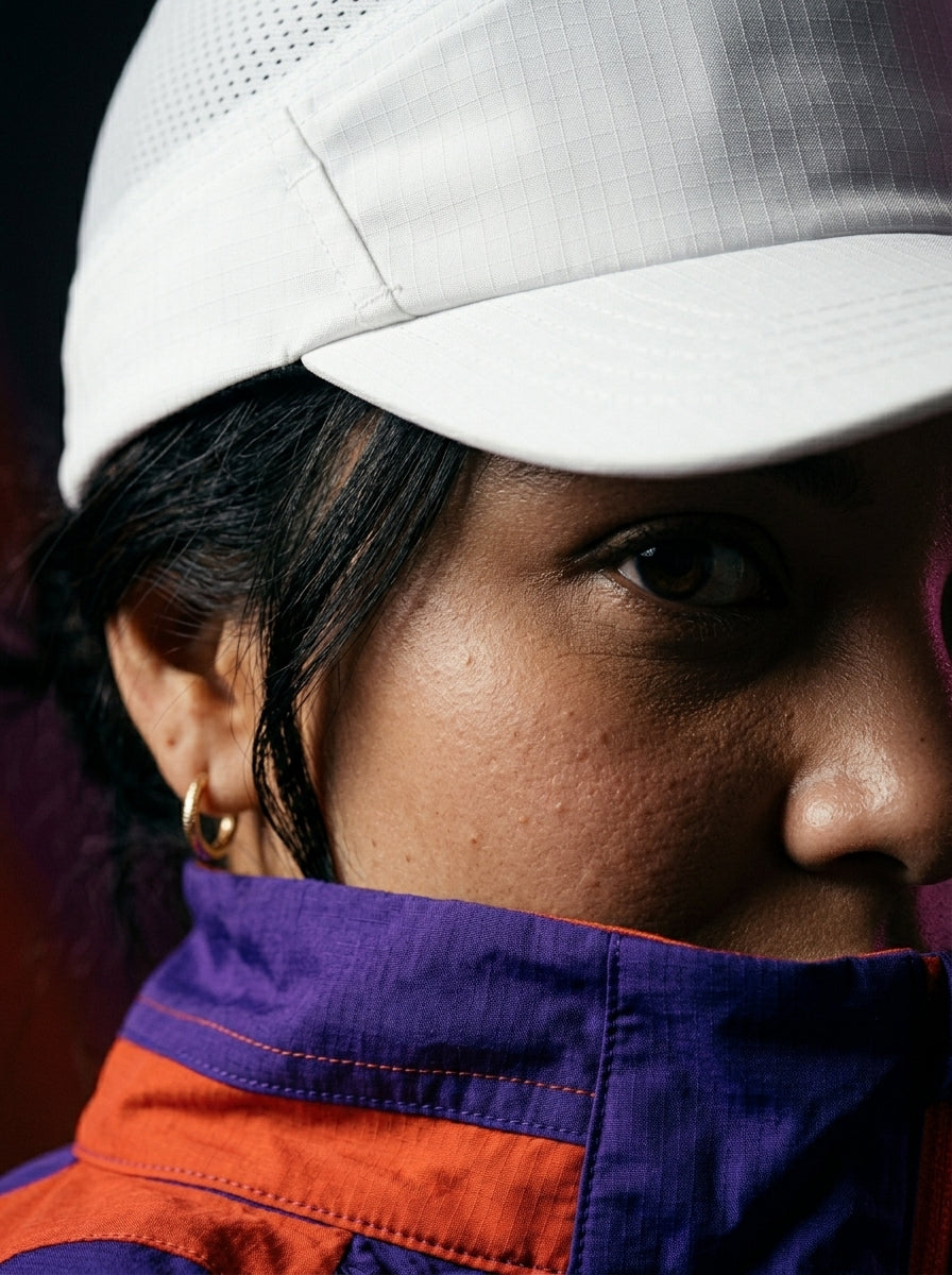 The Relay - White | UPF50+ Quick-Dry Running Cap with Sunglasses Slots