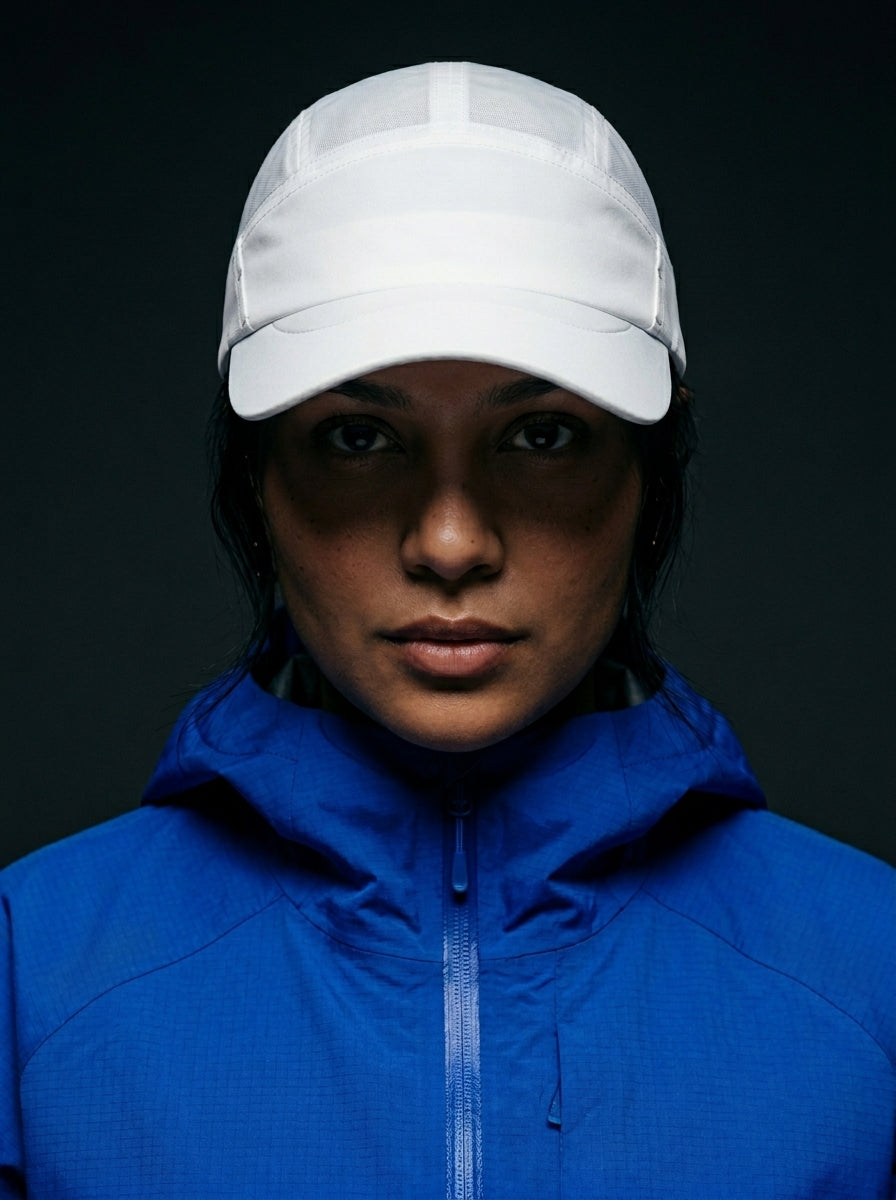 The Relay - White | UPF50+ Quick-Dry Running Cap with Sunglasses Slots