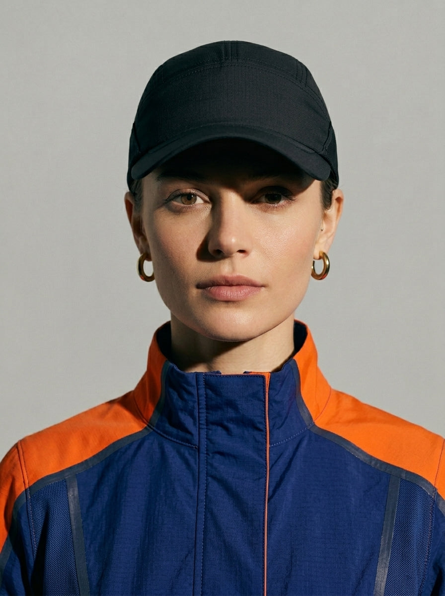 The Relay - Black | UPF50+ Quick-Dry Running Cap with Sunglasses Slots
