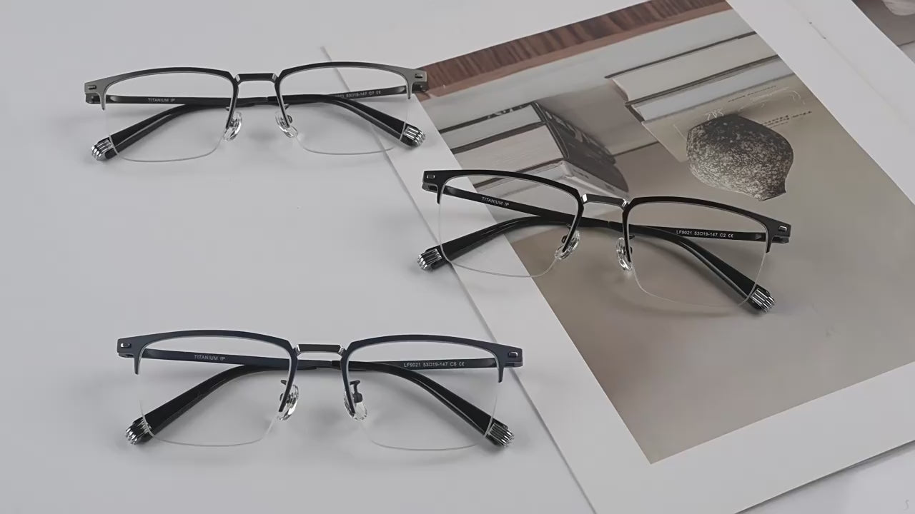 MK Element // Pure Titanium Half-Rim Engineering Blue Light Eyeglasses
