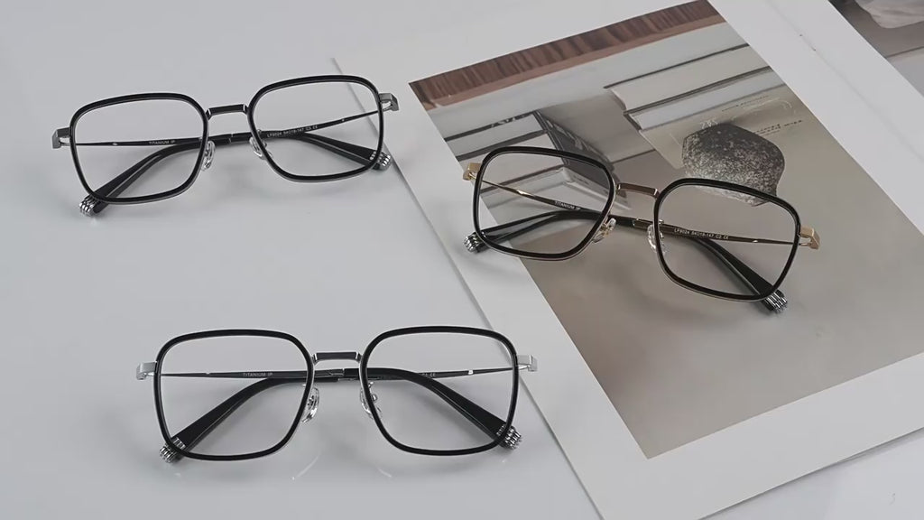 Pure Titanium Eyeglass Frames - Blue Light Filtering - Prescription Ready Geometric Design
