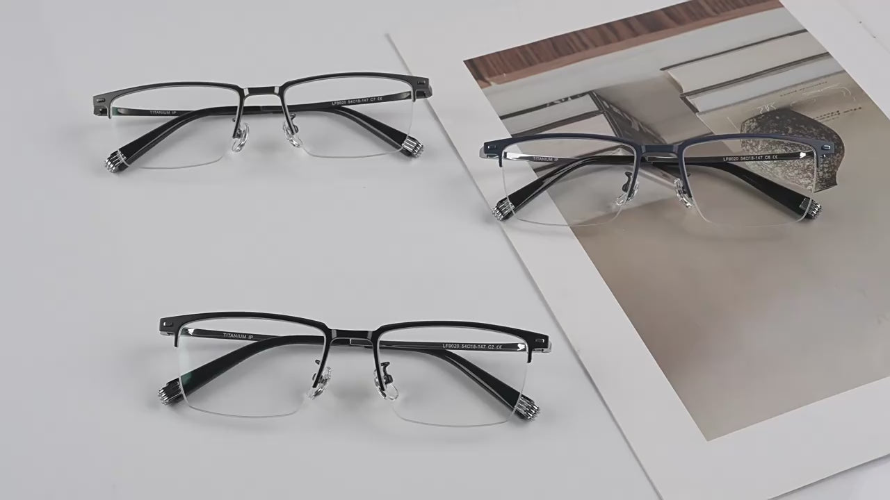 MK Flux // Pure Titanium Squared-Aviation Blue Light Eyeglasses