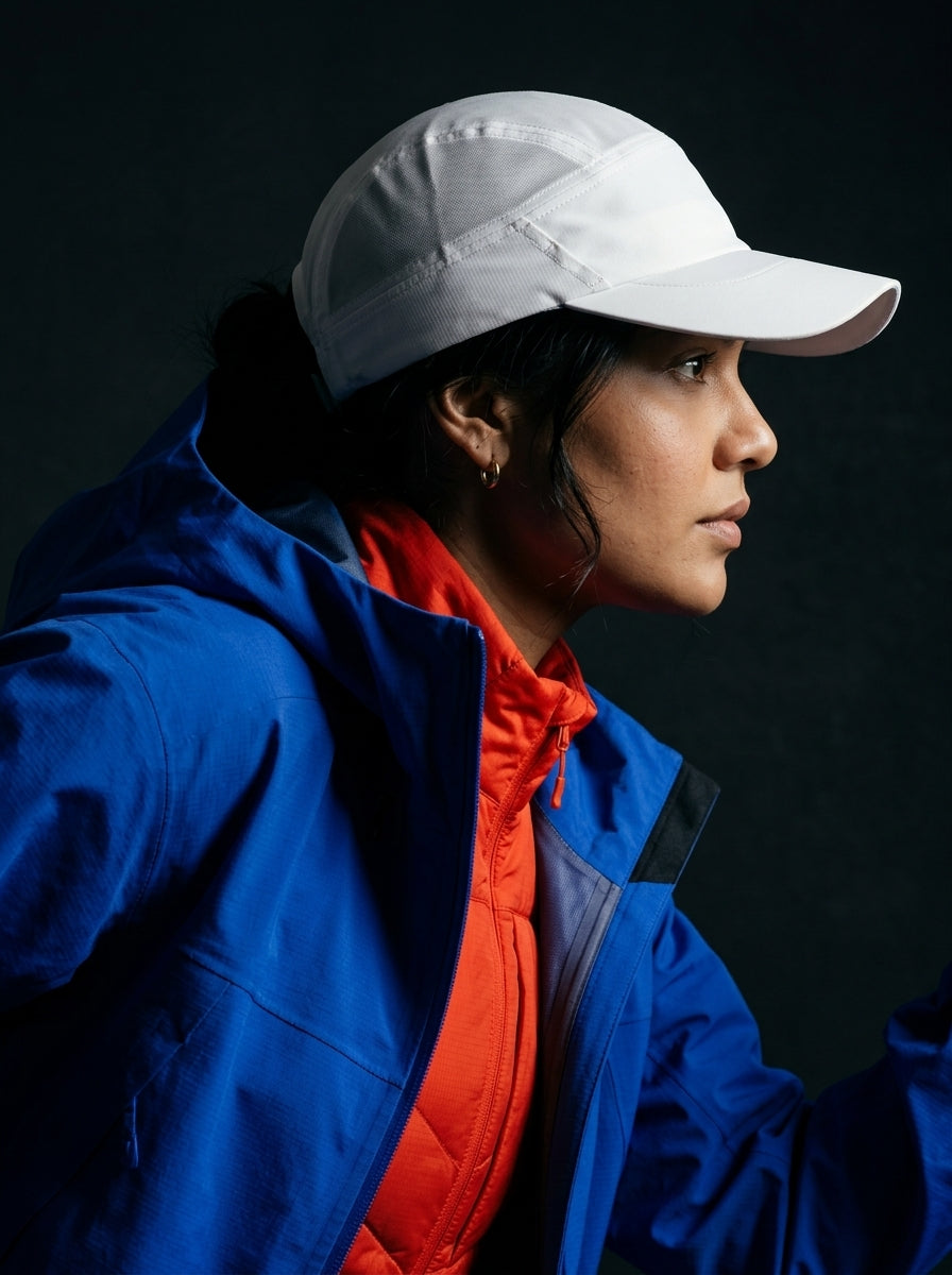 The Relay - White | UPF50+ Quick-Dry Running Cap with Sunglasses Slots