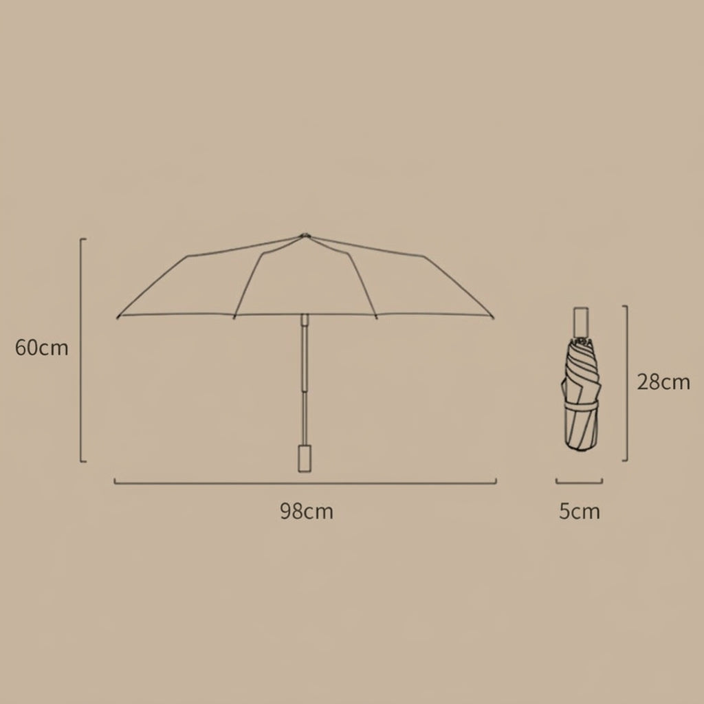 The Seville - Compact Travel Umbrella  UV Protection Double Layer Manual Fold Orange Botanical Print