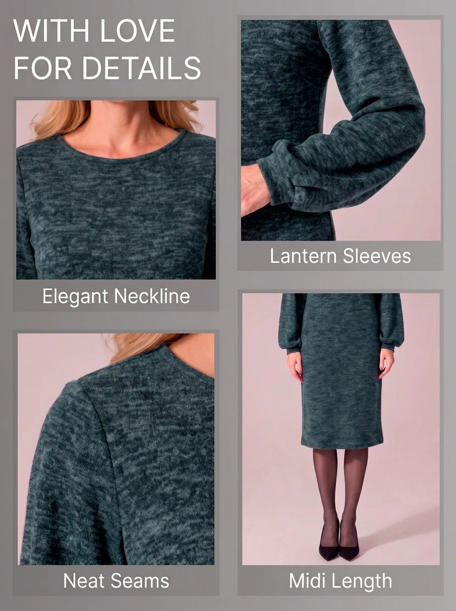 The Lantern  Lantern Sleeve Midi Dress, Green
