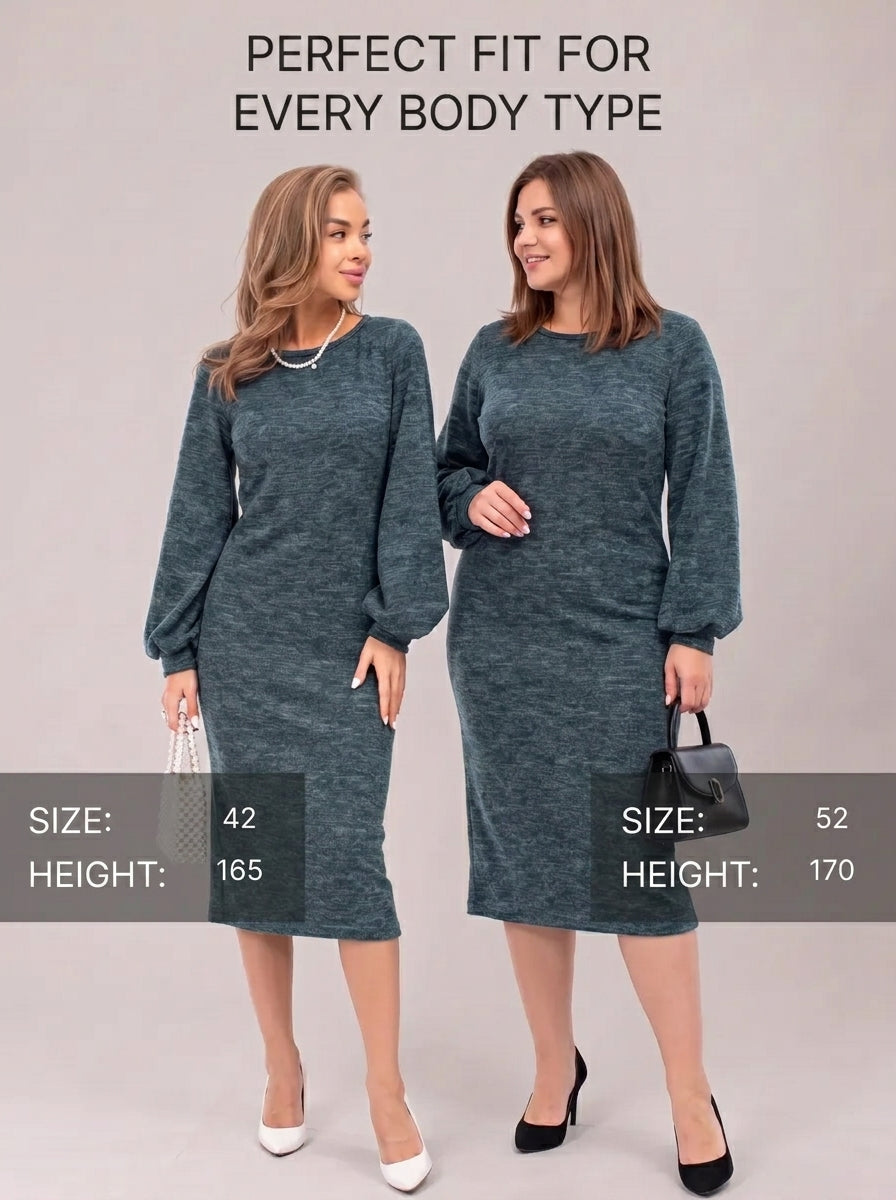 The Lantern  Lantern Sleeve Midi Dress, Green