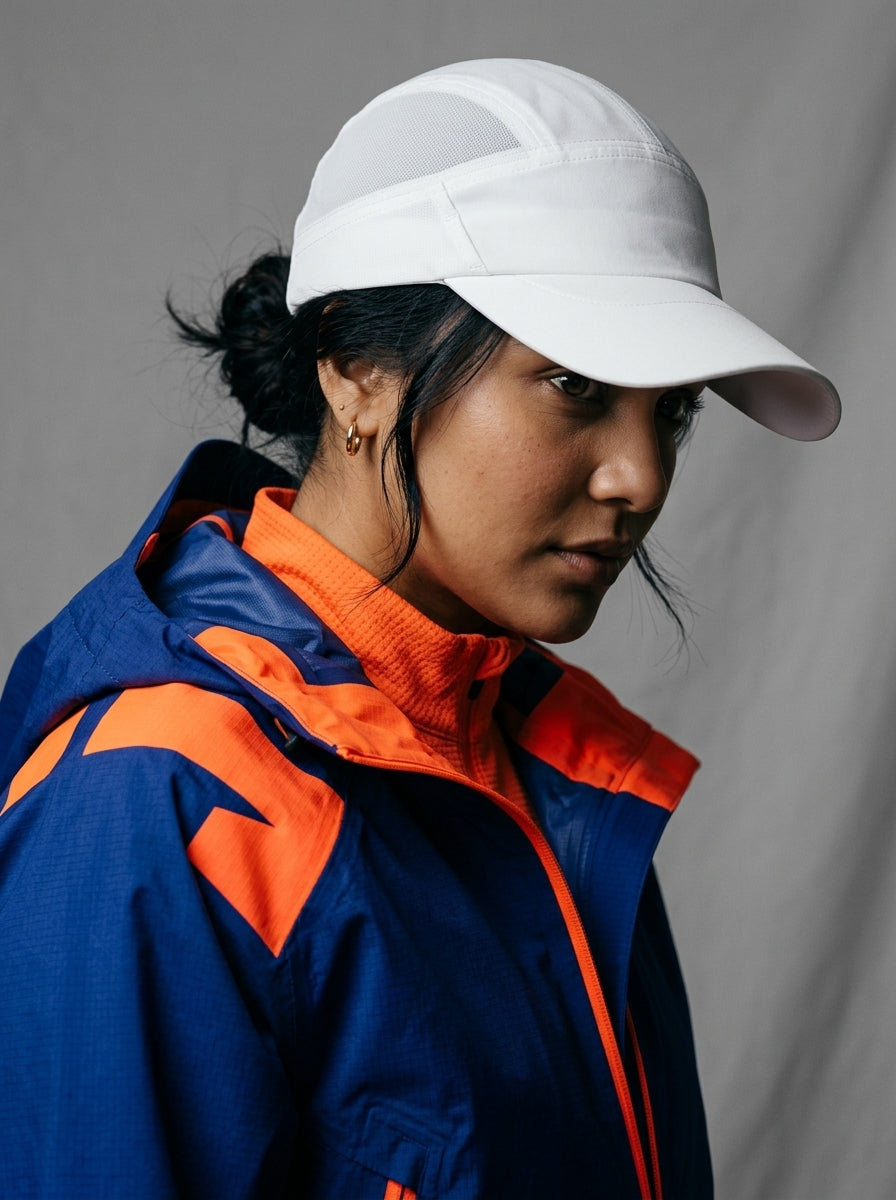 The Relay - White | UPF50+ Quick-Dry Running Cap with Sunglasses Slots